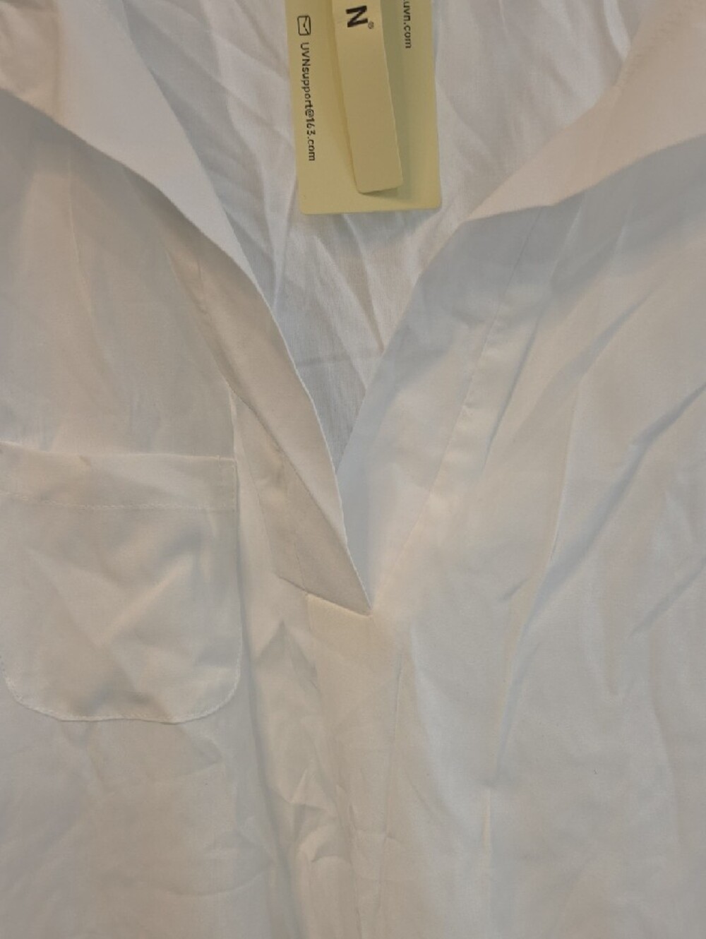 White Button-Down Tunic Dress with Pocket - Picture 6 of 6